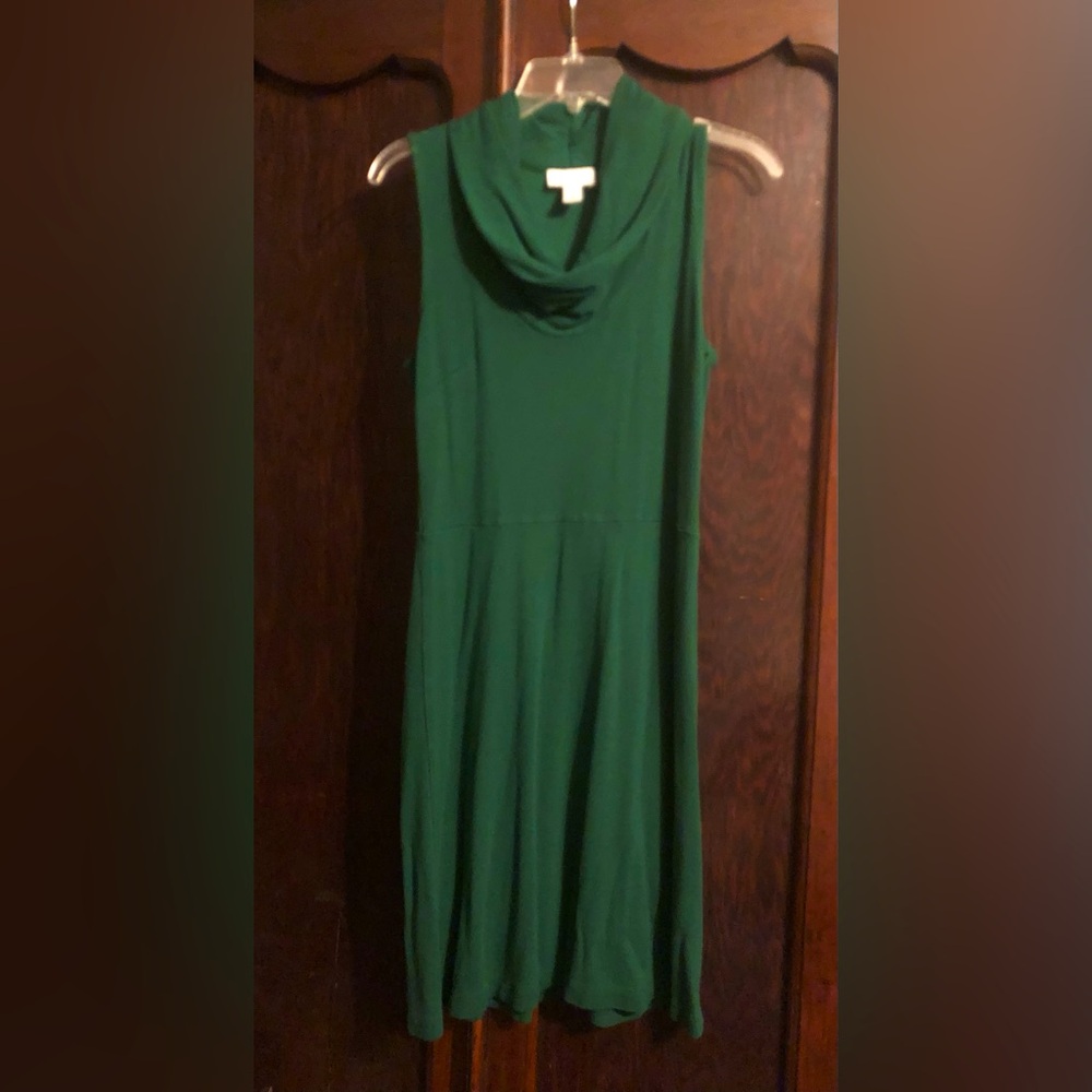 Green Cowl Neck Sleeveless Dress for Work